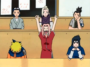 Sakura Feliz porque su Equipo es Junto a Sasuke