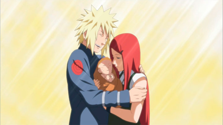 Kushina, Minato y Naruto de Bebé