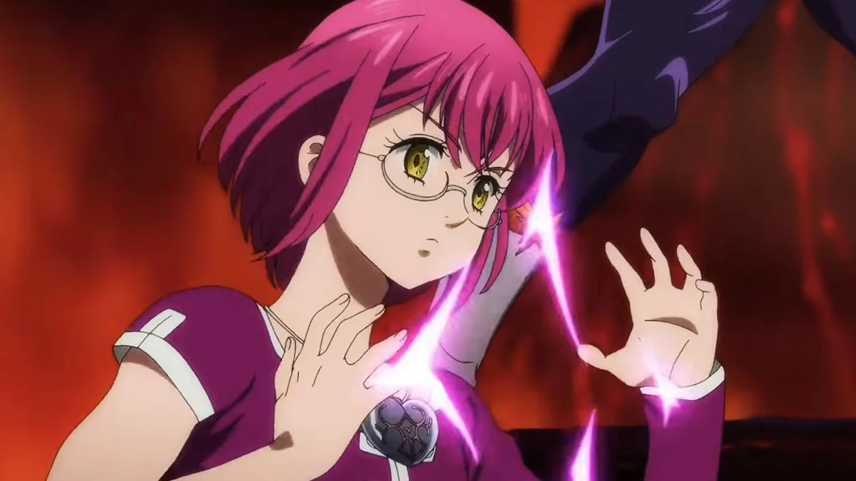 Gowther usando su poder mágico Invasion en combate en Nanatsu no Taizai